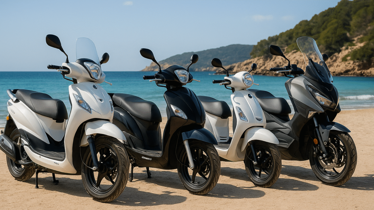 Scooters by the coast in Ibiza